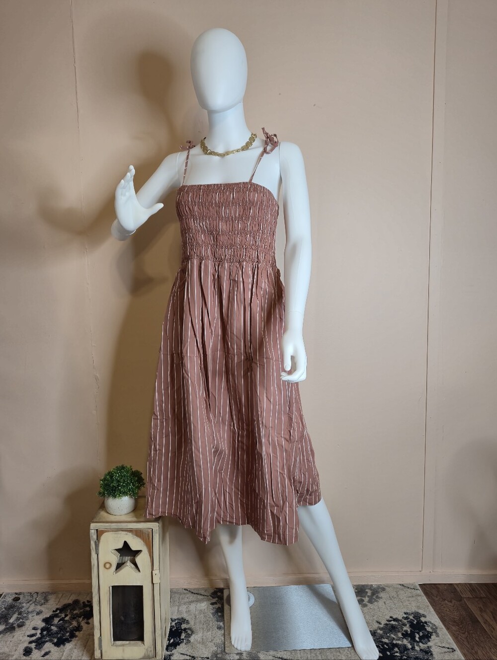 A New Day Pink and Orange Smocked Sundress